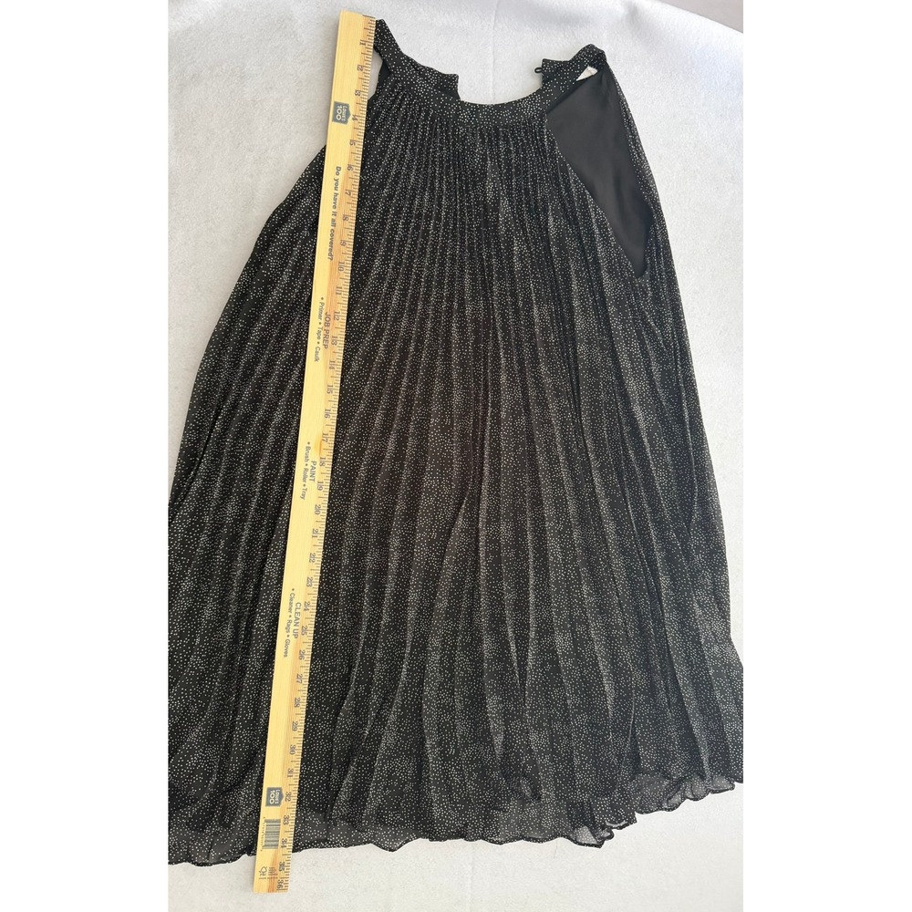 THML Black Polka Dot Pleated Halter Mini Dress Small Missing Button - Picture 5 of 10